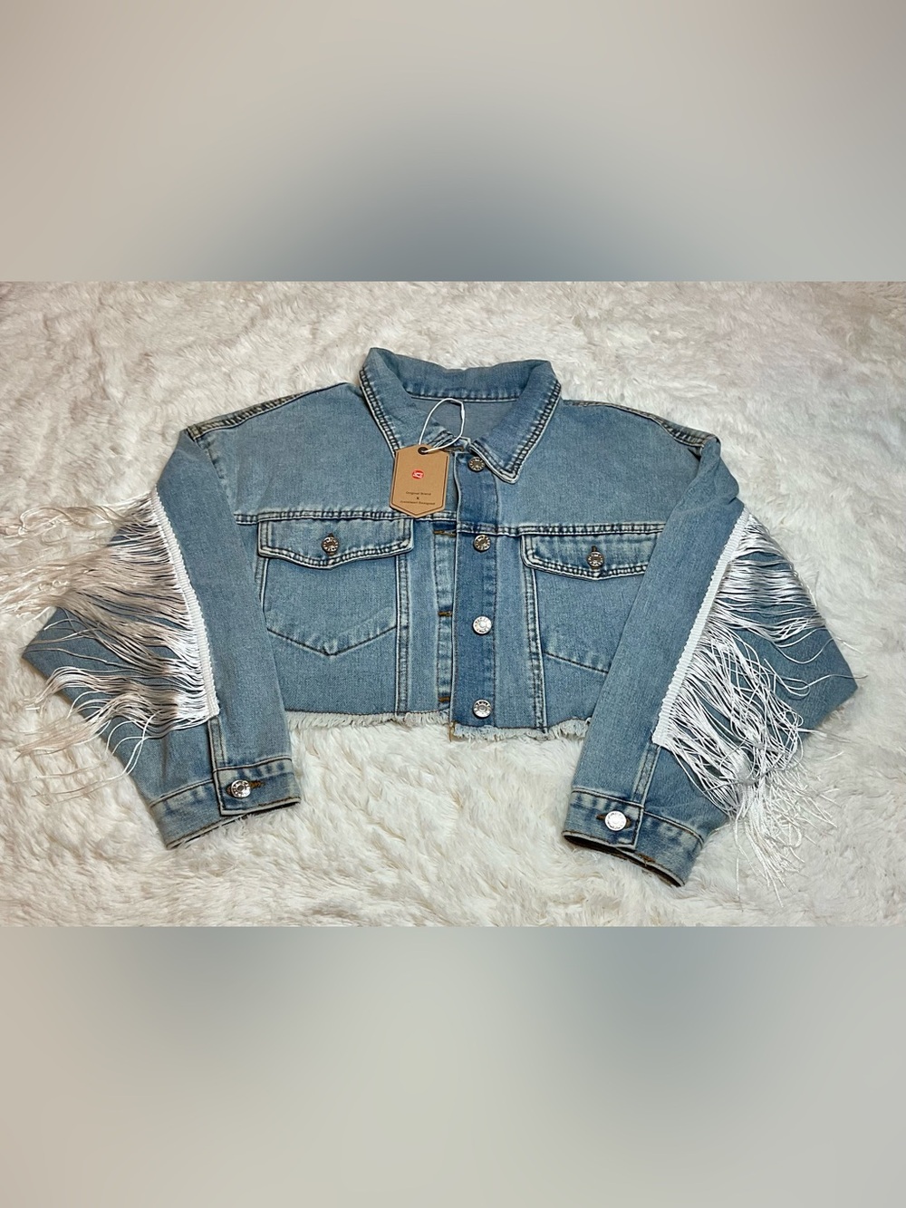 Womens Oversized Denim Jacket Long Sleeve Classic Loose Fit Sz M